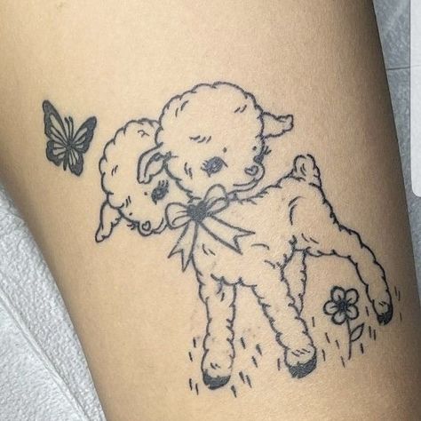 Lamb Tattoo, Sheep Tattoo, Armband Tattoos, Clown Tattoo, Bunny Tattoos, Spooky Tattoos, Cute Little Tattoos, Cute Tiny Tattoos, Calf Tattoo