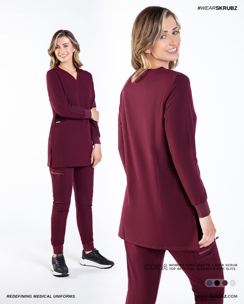 Skrubs presents COSA: the Women's Long-Length V-Neck Scrub Top with full Sleeves and strategically placed pockets and feature 4-way stretch, anti-microbial, anti-wrinkle, breathable fabric, ensuring quality, comfort and style for health care professionals. NOW AVAILABE TO SHOP https://skrubz.com/shop/cosa-womens-long-sleeves-v-neck-top #Skrubz #medicalUniform #aesthetic #surgeon #therapists #doctor #nurse #dentist #vets #Scrubs #dentalshow #futureofdentistry #vetnurses #nursingstudent #doct... Aesthetic Surgeon, Health Care Professionals, Medical Uniforms, Medical Scrubs, Full Sleeves, Scrub Tops, Nursing Students, Healthcare Professionals, Anti Wrinkle