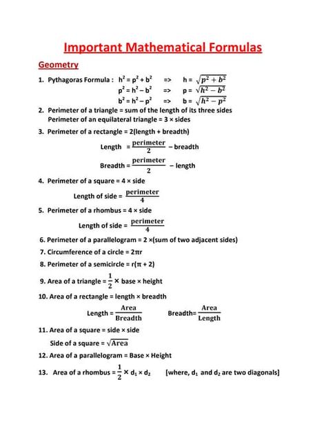 Geometry formula sheet | PDF Triangle Formula, Area Formula, Geometry Formulas, Regular Polygon, Rectangular Prism, Pythagorean Theorem, Right Triangle, 2d Shapes, Linkedin Profile