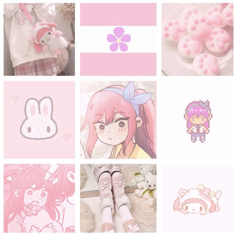 Aubrey Omori Aesthetic, Omori Aubrey, Aubrey Omori, Moodboard Inspo, Adopt Idea, Moodboard Aesthetic, Aesthetic Board, Mood Board Design, Rosa Pink