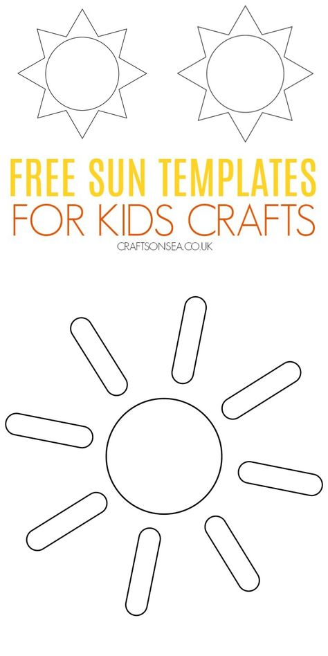 Free Sun Templates (Printable PDF) Sunshine Template Free Printable, Sun Template Free Printable, Unique Bulletin Board Ideas, Sun Template, Cloud Template, Preschool Weather, Sun Crafts, Craft Printables, Weather Crafts