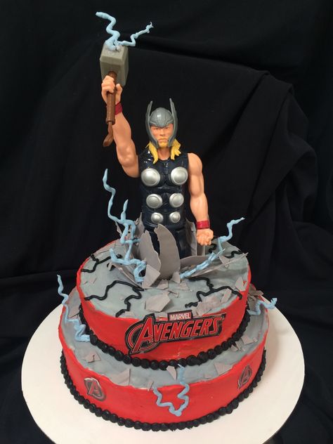 Thor Cake, Avengers Cake, Marvel Cake, Hey Jude, Unique Cakes, Super Heroes, Cake Ideas, Boy Birthday, Thor