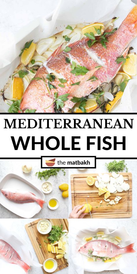 This Mediterranean red snapper recipe is a delicious 35-minute fish recipe. Roast a whole fish in the oven with fresh herbs, lemon, garlic, and olive oil. Bake Whole Fish Recipes Oven, Fish In The Oven, Whole Red Snapper, Red Snapper Recipe, Baked Whole Fish, Red Snapper Fish, Red Snapper Recipes, Whole Fish Recipes, Snapper Recipes