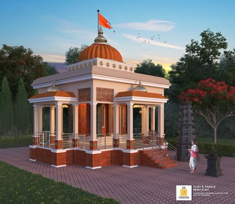 Colour Building, Indian Seating, Hanuman Mandir, Hindu Mandir, Lcd Panel Design, Front Wall Design, Temple India, Indian Temple Architecture, House Fence Design