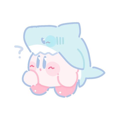 Cute Kirby Pfp, Kirby Pokemon, Pink Shark, Shark Drawing, Kirby Character, Kirby Art, Cute Shark, To Cute, Cute Doodles Drawings