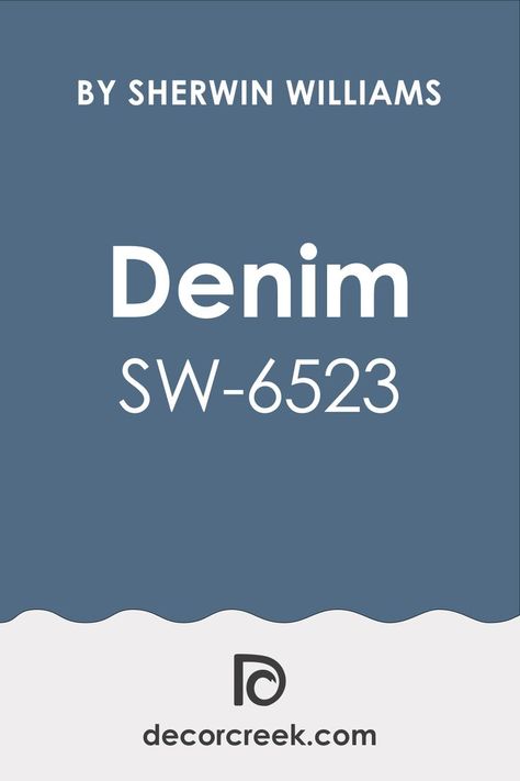 Denim SW 6523 Paint Color by Sherwin-Williams Denim Blue Sherwin Williams, Sw Bracing Blue Paint, Denim Blue Paint Sherwin Williams, Sw Denim Paint Color, Sherwin Williams Denim Blue, Denim Sherwin Williams, Sherwin Williams Denim, Sw Denim, Denim Blue Walls