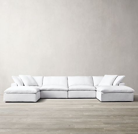 Cloud Modular Collection | RH Restoration Hardware Cloud Sofa, Rh Sofa, U Couch, Restoration Hardware Cloud, Restauration Hardware, Cloud Sofa, White Couch, White Sectional, Low Sofa