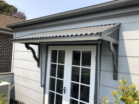 Window Awnings Exterior Diy, Trellis Arbor, Window Canopy, Bay Window Seat, House Renos, Door Awnings, Window Awnings, Small Doors, Granny Flat