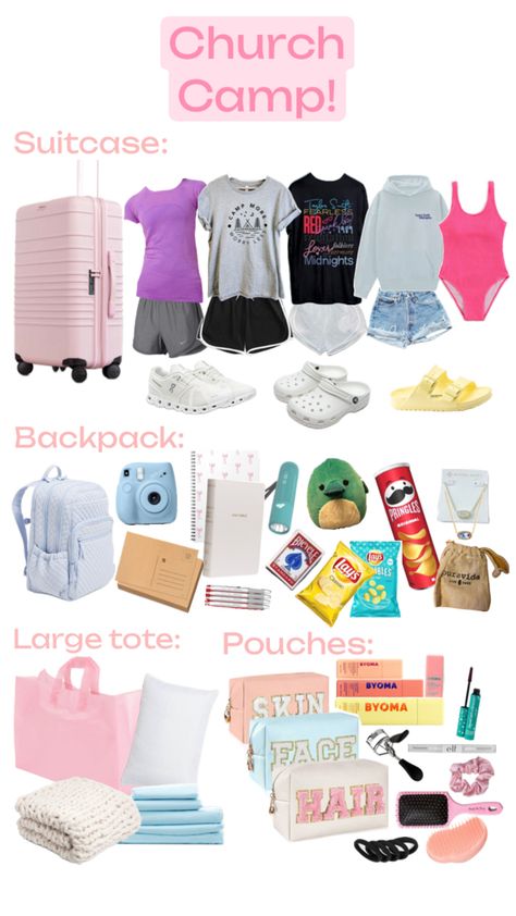 Mine! Camp Packing Ideas, School Trip Packing, Summer Camp Packing List, Church Camp Outfits, Church Camp Packing, Summer Camp Packing, Camp Packing, Cheer Backpack, Road Trip Bag