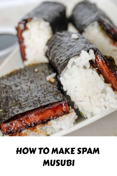 Spam musubi is crispy fried spam coated in a sweet, smoky sauce and rice, wrapped up in seaweed for a delicious, savory pocket-sized snack. Fried Spam Musubi, Spam Seaweed Wrap, Spam Musubi Sauce, Musubi Sauce, Musubi Spam, Airfryer Meals, Spam Musubi Recipe, Musubi Recipe, Fried Spam