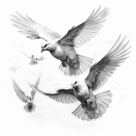 Dove Images Drawings, Doves Tattoo Design, Realistic Dove Tattoo, Dove Reference, Dove Tattoo Stencil, Doves Flying Tattoo, Dove Tattoo Men, Paloma Tattoo, Dove Illustrations