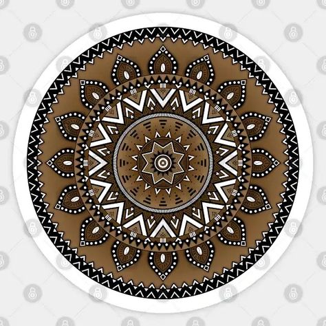 Mandala with African-inspired patterns Brown tint - Mandala - Sticker | TeePublic African Inspired, Pattern, Design, Art