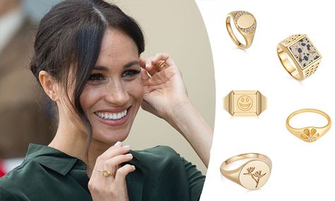 The signet ring has been a staple piece of jewellery of the royal family for centuries, but... Signet Rings Women Vintage, Signet Engagement Rings, Engagement Rings Women, Pinky Rings For Women, Popular Jewelry Trends, Yellow Gold Amethyst Ring, Pinky Signet Ring, Heirloom Rings, Gold Pinky Ring