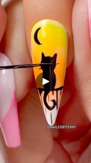 16K views · 13K reactions | Cute Halloween cat 🐈‍⬛ 💀🎃👻 #halloweennails #blackcat #halloweencat #cutehalloweennails #cutenails #explore #explorepage #nails #nailart #gelnails #naildesigns #haunted #ombrenails #wakeupandmakeup #nailsofinstagram #easynailart #nailedbyterry #theasiannaillady #kiarasky #LTC24 @cosmoprofbeauty | Terry Nguyen | Lana Del Rey · Season Of The Witch Cute Halloween Nails, Season Of The Witch, Easy Nail Art, The Witch, Ombre Nails, Halloween Cat, Nails Nailart, Halloween Nails, Cute Halloween