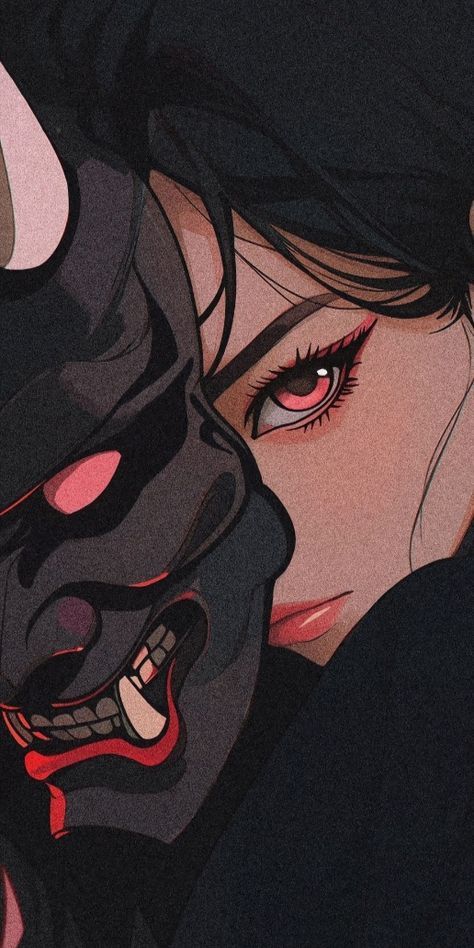 Oni Maske, Illustration Kunst, Oni Mask, Japon Illustration, Cool Wallpapers Art, Anime Artwork Wallpaper, Art Pop, Digital Art Anime, Art And Illustration