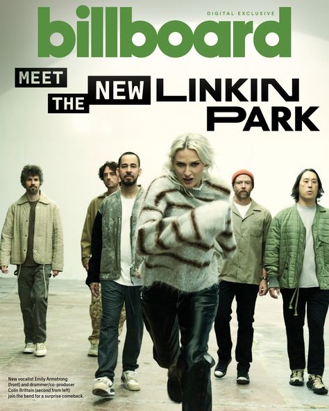 With a new lineup, tour, album and collective outlook, Linkin Park is BACK — prepping its first album in eight years 'From Zero' with newcomers Emily Armstrong & Colin Brittain.  Go inside their secret comeback in Billboard's exclusive digital cover story. Linkin Park Album Cover, Emily Armstrong Linkin Park, Colin Brittain, Linkin Park Aesthetic, Linkin Park Poster, From Zero, Emily Armstrong, Trending Things, Metal Guys