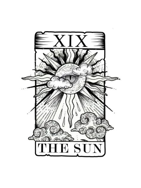 Kartu Tarot, The Sun Tarot Card, Engraving Tattoo, Tarot Card Tattoo, Tarot Tattoo, African Tattoo, Card Tattoo Designs, Clever Tattoos, Alien Tattoo