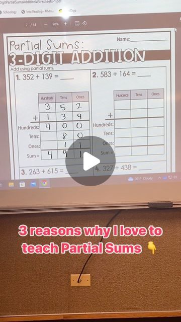 Kaylee B. on Instagram: "Here’s why I love partial sums 👇 1️⃣ It helps students follow place value concepts. Students add the hundreds, then the tens, and then the ones. They also line up their answers according to place value. 2️⃣ once their numbers are lined up, students can add going straight down. This often gives them easy math fact equations to work with. Students love this! 3️⃣ it’s another tool in my students’ tool belt. Students can make a choice to use this strategy or another strategy they have learned to add 3-digit numbers. Being able to choose is great! For students to be successful with the partial sums strategy, they do need direct instruction and quality practice activities that give them support along the way. My 3-Digit Addition Strategies Bundle gives you EVERYTHI Easy Math, Addition Strategies, Addition Activities, Direct Instruction, Tens And Ones, Math Addition, Simple Math, Place Value, Tool Belt