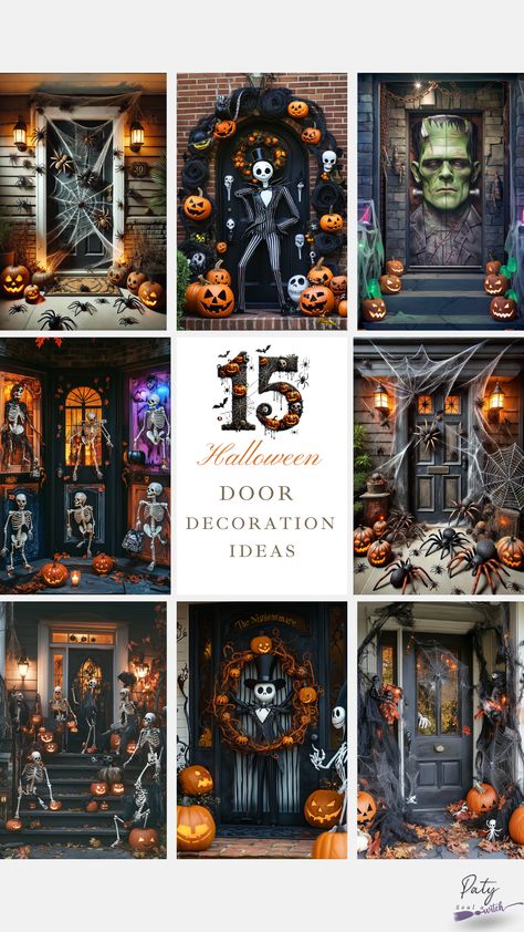 DIY Halloween Door: Get creative and make your own unique Halloween door decoration. #diyhalloween #doordecor #halloweencrafts Spooky Halloween Door Decorations, Office Halloween Door Contest Ideas, Halloween Door Decorations Contest, Halloween Doorway, Halloween Front Doors, Door Decorating Contest, Door Displays, Halloween Door Decorations, Halloween Door