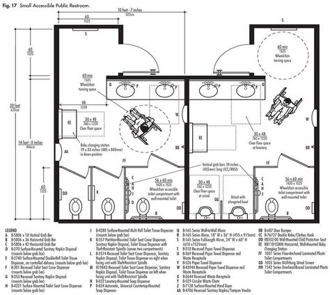 Single Restroom Ideas, Small Public Bathroom Ideas, Restroom Dimension, Public Toilet Design Ideas, Public Bathroom Ideas, Entry Vestibule, Ada Toilet, Toilet Dimensions, Public Restroom Design