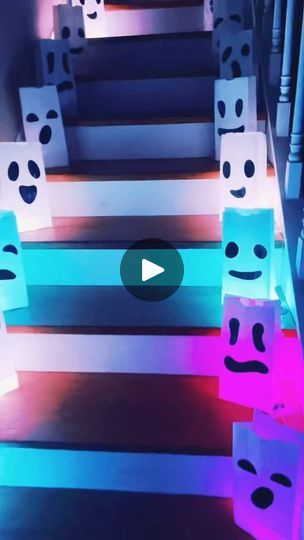 34K views · 549 reactions | DIY Paper Bag Ghost Lanterns! 👻 Light up your Halloween with these easy-to-make ghost luminaries  using simple materials: white paper bags, black vinyl, scissors, and Christmas lights. Whether you’re looking to add a spooky glow to your stairs, front porch, or yard, these luminaries are perfect for greeting trick-or-treaters! This fun and simple Halloween craft is easy enough for kids to help with, making it a great family activity. Create your own glowing ghost decor and add some extra Halloween magic to your home this season! Materials: White paper bags, black vinyl, scissors, string lights (or battery-powered lights for outdoor use) Uses: Halloween decor, outdoor lanterns, indoor lighting, spooky decorations for trick-or-treaters, porch lighting, DIY Hallowe Ghost Lanterns Diy, Paper Bag Ghost, Ghost Luminaries, Luminary Diy, Halloween Decor Outdoor, Halloween Paper Bags, Lanterns Light, Diy Paper Bag, Ghost Decor