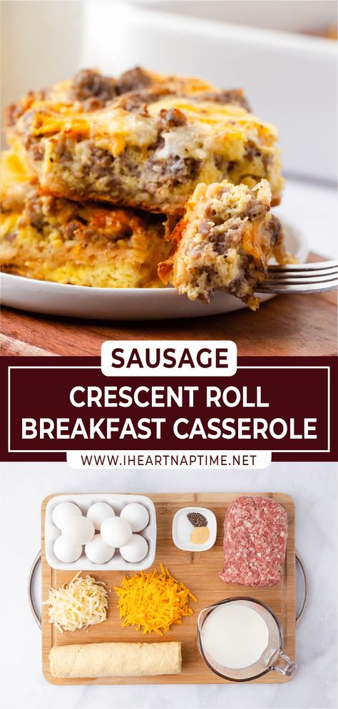 Do you need an easy solution for a filling breakfast? This crescent roll breakfast casserole can be prepared the night before and baked in the oven in the morning. Loaded with sausage, eggs, cheese, and buttery crescent rolls, this simple-to-make breakfast makes any day feel special! Breakfast Casserole With Crescent, Breakfast Casserole With Crescent Rolls, Casserole With Crescent Rolls, Brunch Meals, Crescent Roll Breakfast, Crescent Roll Breakfast Recipes, Sausage Breakfast Casserole, Breakfast Crescent Rolls, Crescent Roll Breakfast Casserole