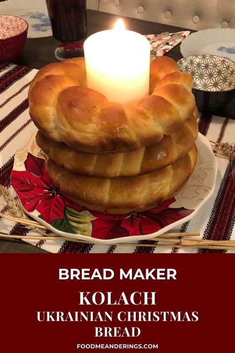 5 reviews · 40 minutes · Vegetarian · Serves 10 · This Kolach Bread is a traditional braided Ukrainian Bread made right in your bread machine! Three loaves, stacked on top of each other, are an essential part of the Ukrainian Christmas Eve Supper. Ukrainian Bread, Bread For Christmas, Savory Bread Recipe, Ukrainian Christmas, Angel Food Cake Pan, Babka Recipe, Christmas Bread, Bread Maker Recipes, Easter Bread