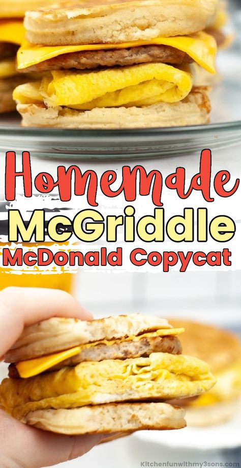 Diy Mcgriddle, Mcgriddle Recipe, Homemade Mcgriddle, Mcdonalds Recipes, Homemade Breakfast Recipes, Mcdonalds Breakfast, Breakfast Sandwich Recipes, Copykat Recipes, Copycat Restaurant Recipes