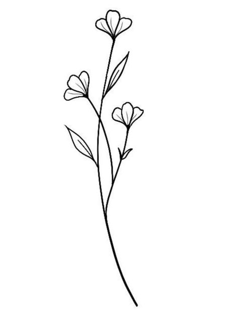 Easy Flower Line Art, Minimalistic Flower Tattoo Design, Floral Tattoo Design Drawings Simple, Minimalist Flowers Drawing, Simple Floral Drawing Ideas, Floral Outline Drawing Simple, Small Flower Doodles Simple, Minimal Flower Embroidery, Small Flower Drawing Simple