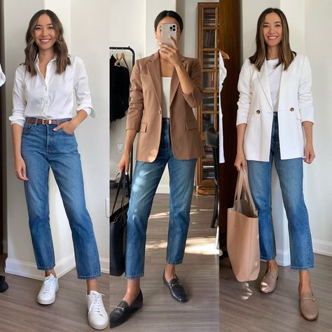 Smart Casual Jeans, Smart Casual Women Outfits, Capsule Wardrobe Women, Smart Casual Women, Business Outfits Women, Spring Fashion Casual, Capsule Outfits, Classic Pants, Smart Casual Outfit