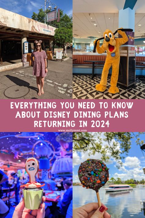 Planning your Disney vacation for travel in 2024? Disney dining plans are returning! Read this blog post for everything you need to know about dining plans and why you will want to add one to your vacation! Disney World Dining Plan 2024, Disney World 2024 Planning, Disney 2024 Planning, Disney Dining Plan 2024, Disney World 2024, Planning 2024, 2024 Planning, Dining At Disney World, Disney Divas