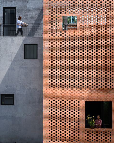 Gallery of NDC House / Tropical Space - 18 Brick Detail, Facade Material, Brick Art, Concrete Facade, Tropical Architecture, Concrete Bricks, Brick Architecture, Brick Facade, Brick Walls