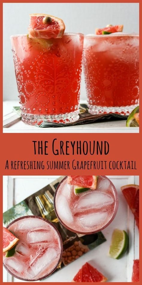 Greyhound Drink, Girly Cocktails, Grapefruit Cocktail Recipes, Thanksgiving Sangria, Greyhound Cocktail, Cocktails Vodka, Grapefruit Vodka, Juice Cocktails, Easy Alcoholic Drinks