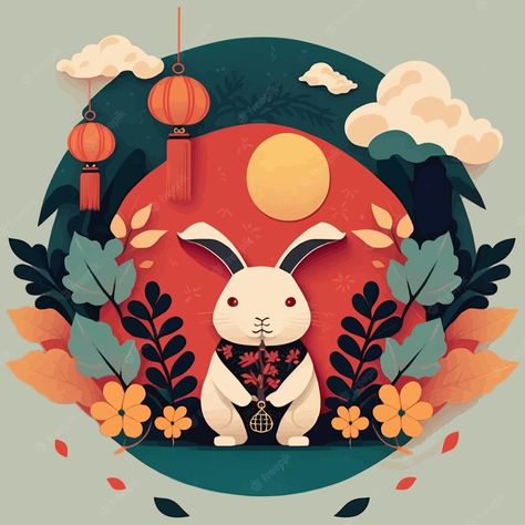 Zodiac Background, Happy Chinese New Year 2023, Flower Lantern, 2023 Year Of The Rabbit, Chinese New Year 2023, 2023 Year, Background Flower, Chinese Year, New Year 2023