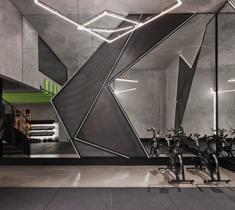 Futuristic Gym, Gym Architecture, Gym Design Interior, Gym Mirrors, Gym Interior, House Backyard, Regal Design, Concrete Color, Gym Decor