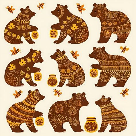 Page 4 | Folk Art Bear Images - Free Download on Freepik Bear Folk Art, Folk Art Bear, Folk Art Illustration, Picture References, Forest Room, Folk Illustration, Modern Folk Art, Bear Images, Bear Illustration