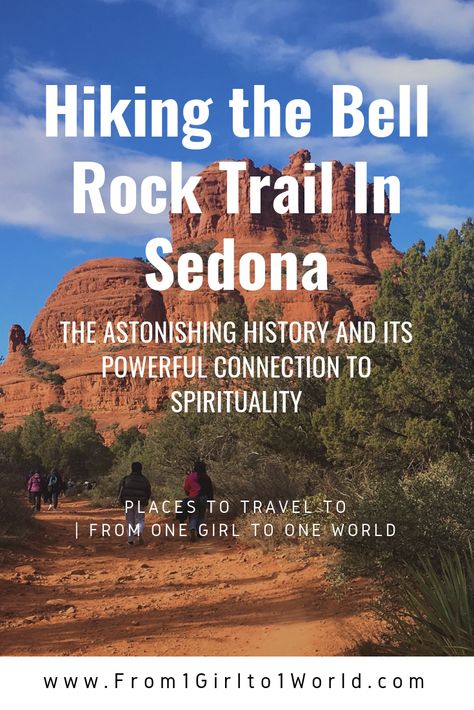 Bell Rock is one of the most interesting red rock formations in Sedona. Its trail showcases luscious views from Bell Rock's historical marks and more. | "Hiking the Bell Rock Trail in Sedona: The Astonishing History And Its Powerful Connection to Spirituality" on from1girlto1world.com Visiting Arizona, Bell Rock Sedona, Arizona Day Trips, Outdoor Blog, Lake Havasu Arizona, Sedona Hikes, Sedona Travel, Arizona Trip, Arizona Adventure