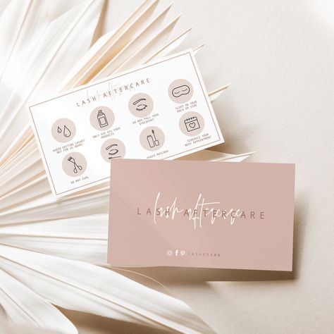 Lash Aftercare, Aftercare Cards, Lash Room Ideas, Printable Thank You Notes, Eyelash Care, Brow Care, Buisness Cards, Beauty Business Cards, Lash Business