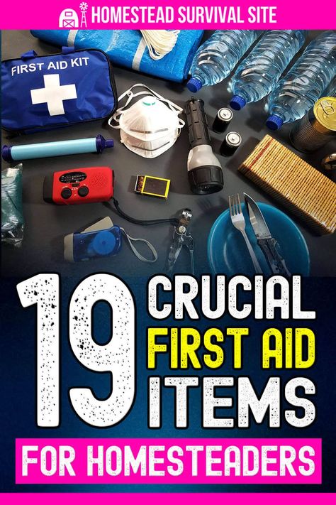 Homesteaders have a unique set of medical needs. By purchasing first aid items individually, you can customize your kit. Doomsday Prepping Medicine, Preppers Survival, Basic First Aid Kit, Witches Alphabet, Emergency Preparedness Items, Family Emergency Binder, Diy First Aid Kit, Bushcraft Shelter, Survival Hacks