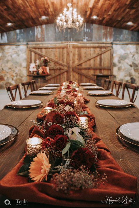 Fall Wedding Harvest Table, Long Table Centerpieces Autumn, Fall Wedding Backdrops Altars, Fall Boho Wedding Reception Tables, Fall Wedding Farmhouse Table Decor, Fall Wedding Farmhouse, Fall Cocktail Table Centerpieces, Rustic Fall Sweetheart Table, Fall Wedding Flower Table Arrangements