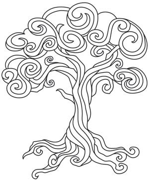 Coloring Page World: Baroque Natura - Tree (Portrait) Whimsical Tree, Tree Template, Pdf Design, Tree Coloring Page, Urban Threads, Paper Embroidery, Quilling Patterns, 자수 디자인, Tree Forest