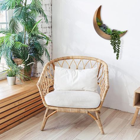 Amazon.com: AERLO Wall Mounted Metal Moon Planter - Hanging Crescent Pot for Succulents, Air Plants, Cacti - Boho Indoor Outdoor Moon Wall Decor for Bedroom, Bathroom, Living Room, Nursery - Rustic Gold : Patio, Lawn & Garden Moon Planter, Succulent Wall Planter, Hanging Glass Terrarium, Moon Wall Decor, Vertical Succulent Gardens, Plant Arrangements, Celestial Decor, Metal Wall Planters, Living Room Nursery