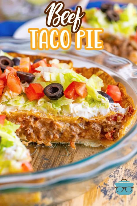 Easy Taco Pie, Taco Pie Recipes, Premade Pie Crust, Taco Bowl, Taco Pie, Beef Taco, Country Cook, The Country Cook, Easy Taco