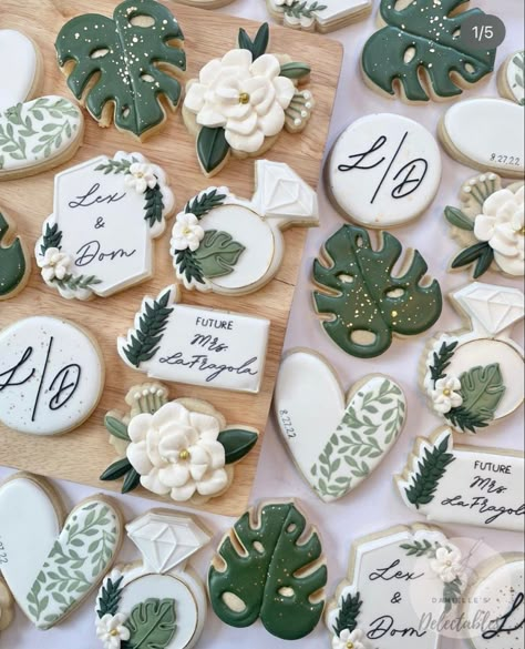 Greenery Engagement Party Decor, Botanical Engagement Party, Engagement Party Hawaiian Theme, Succulent Engagement Party, White Backyard Engagement Party, Hawaiian Themed Engagement Party, Tropical Engagement Party Ideas, Plant Engagement Party, Tropical Theme Engagement Party