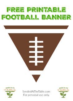 FREE! Printable Football Banner - perfect for your fireplace mantle, party food table, over the door entrance or any football party decor! SUPER BOWL decorations! Football Party Banner, Party Food Table, Super Bowl Decorations, Football Super Bowl, Football Banquet, Football Party Decorations, Soccer Banner, Football Baby Shower, Sports Party Decorations