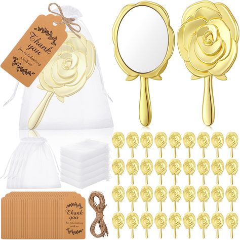 PRICES MAY VARY. Complete Gift Set: this hand mirror set provides you with 36 handheld mirrors, 36 white organza bags and 36 thank you cards with rope; It caters to large events and occasions effortlessly; Our package makes it easy for you to express gratitude to your guests, ideal for creating a memorable experience Trustworthy Durability: designed with plastic, our vintage hand mirror can offer you durability and lightweight functionality; The robust construction of each mirror makes it less p Bachelorette Goodies, Crafty Christmas Gifts, Vintage Hand Mirror, Large Events, Quinceanera Gifts, Beauty And Beast Wedding, Beauty And The Beast Theme, Birthday Gold, Asking Bridesmaids