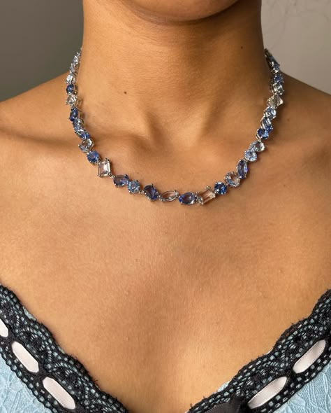 Prettiest blue necklace😍 Blue Crystal Multi cut necklace 🦋✨ 🛍️ HouseOfJewelsLdn.com #jewellery #jewelery #jewelry #smallbusiness #smallbusinessowner #jewellerybusiness Crystal Necklace Aesthetic, Blue And Silver Necklace, Blue Gem Necklace, Gem Necklaces, Multi Necklace, Dream Wishlist, Necklace Aesthetic, Fashion Vocabulary, Jewel Necklace