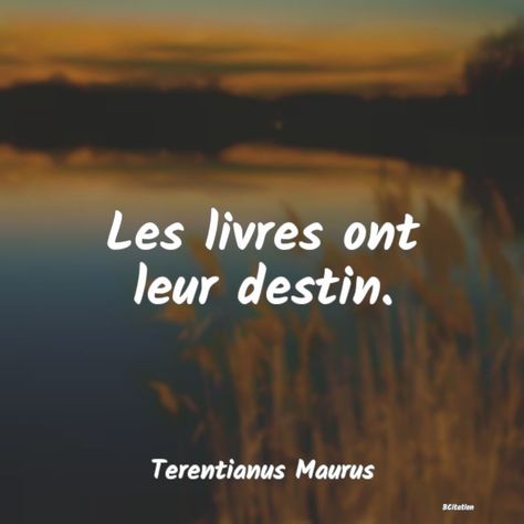 “Les livres...” - Citations Terentianus Maurus Citation Destin