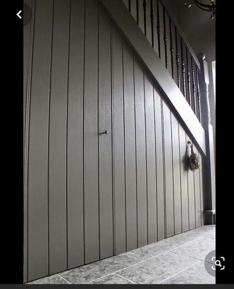 Panelled Under Stairs Storage, Doors Under Stairs, Panelled Staircase, Door Under Stairs, Hallway Update, Kitchen Under Stairs, Cottage Stairs, Under Stairs Nook, Stair Nook