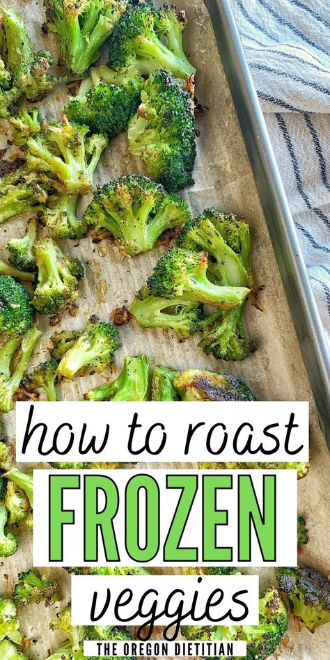 Can you roast frozen vegetables? Yes! Simple oven roasted frozen vegetables like broccoli, green beans, & mixed vegetables are a healthy, easy, & cheap way to get your veggies in! This guide on how to oven-roast frozen vegetables on a sheet pan will tell you exactly how to do so. Simply follow the recipe, and alter the cooking times for brussel sprouts, broccoli, green beans, vegetable medleys, or any other frozen vegetable you have. Don't forget the Parmesan cheese & seasoning! Roasted Frozen Vegetables, Roast Frozen Vegetables, Roasting Frozen Vegetables, Roasted Vegetables Healthy, Frozen Vegetable Recipes, Roast Frozen Broccoli, Mix Vegetable, Beans Vegetable, Oven Vegetables